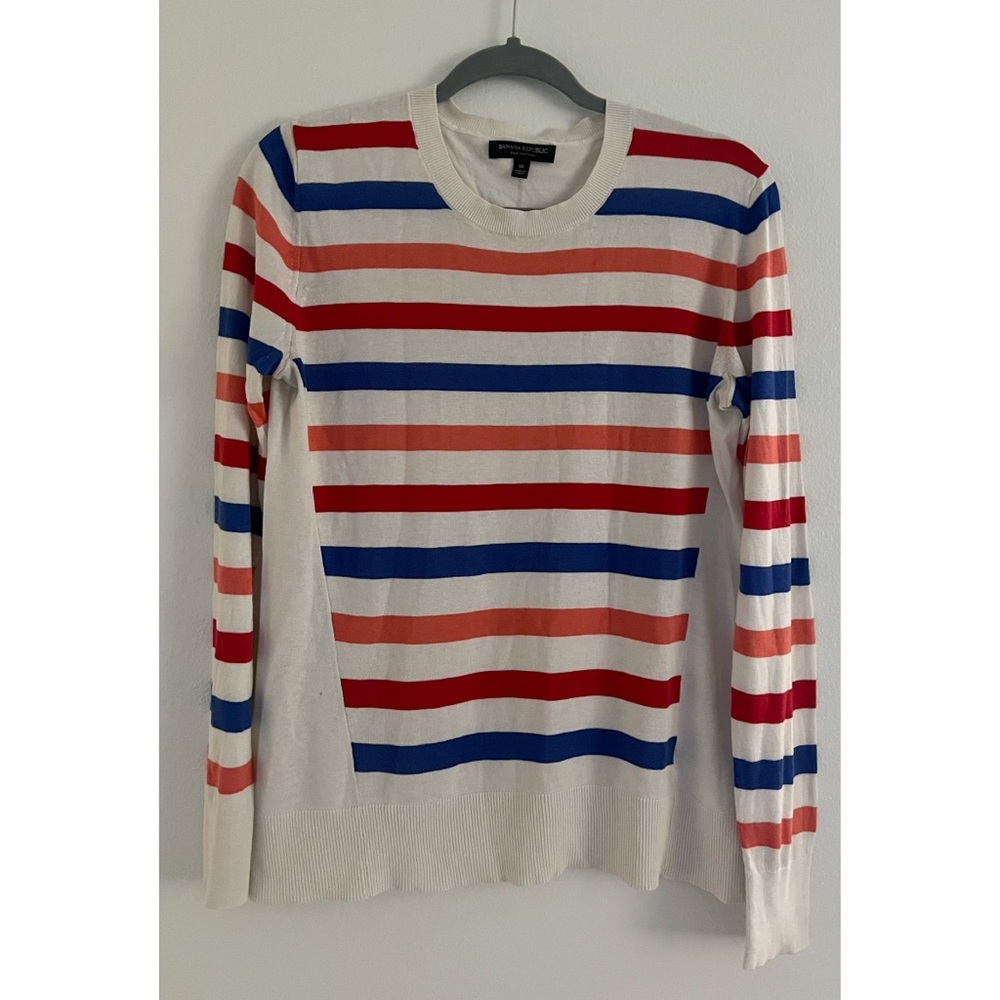 Banana Republic Silk Cotton Striped Sweater Medium